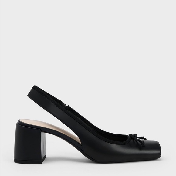 Charles & Keith - Bow Slingback Pumps - Black - Picture 3 of 6